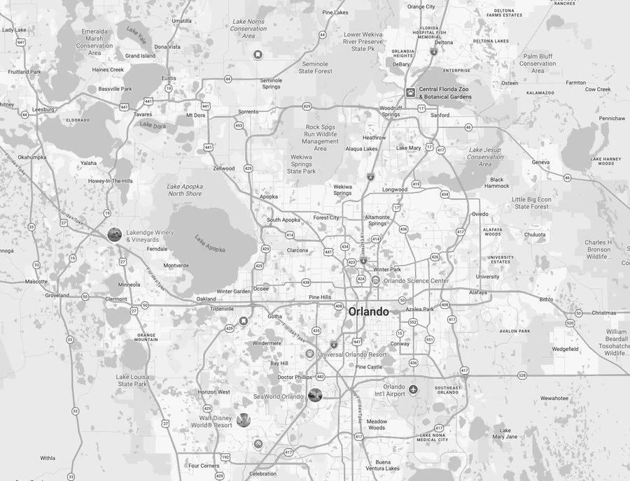 Map of the Central Florida area SqueegeeCo services